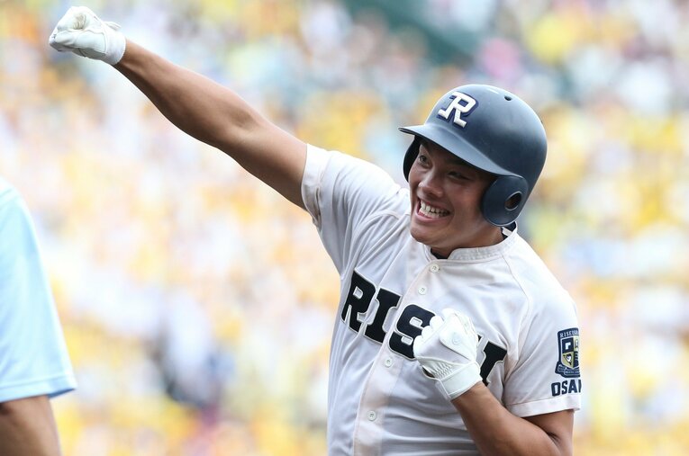 履正社時代の野口。3年目は主将としてチームを引っ張った　©JIJI PRESS