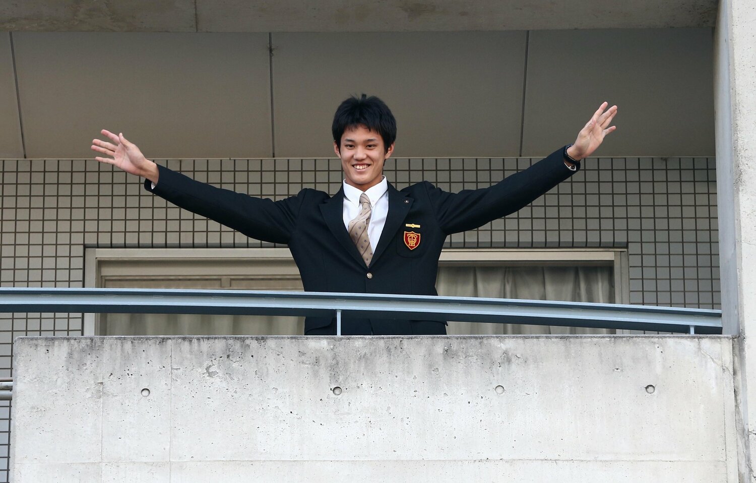 2013年1月の鳴尾浜球場、入寮した藤浪晋太郎。前年ドラフトで4球団から1位指名、阪神に入団　©Sankei Shimbun