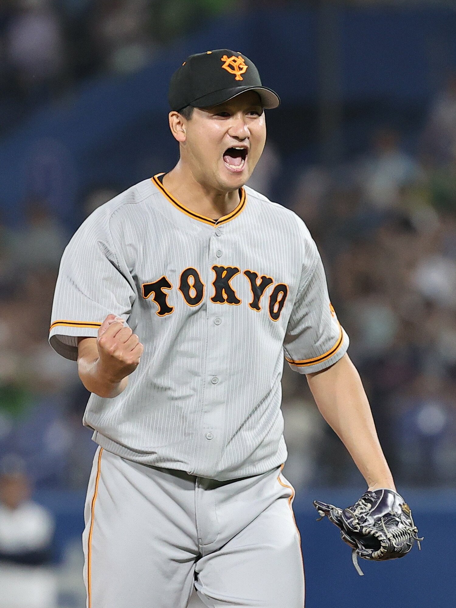 2023シーズンはジャイアンツでプレーした三上。8月まで21試合を投げ、防御率1.76だった　©JIJI PRESS