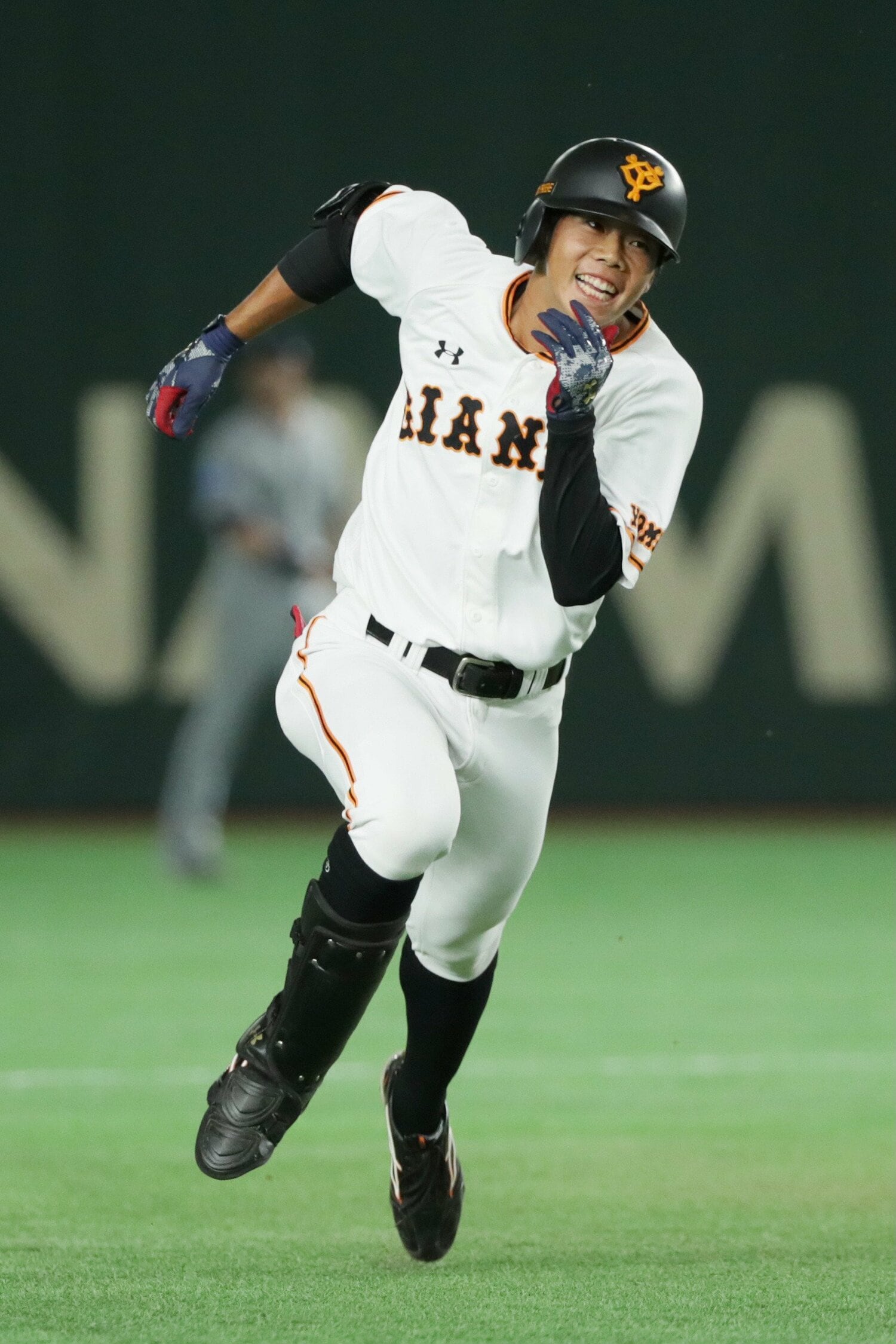 MLB選抜との試合では、ランニングホームランで大きなインパクトを残した　©JIJI PRESS