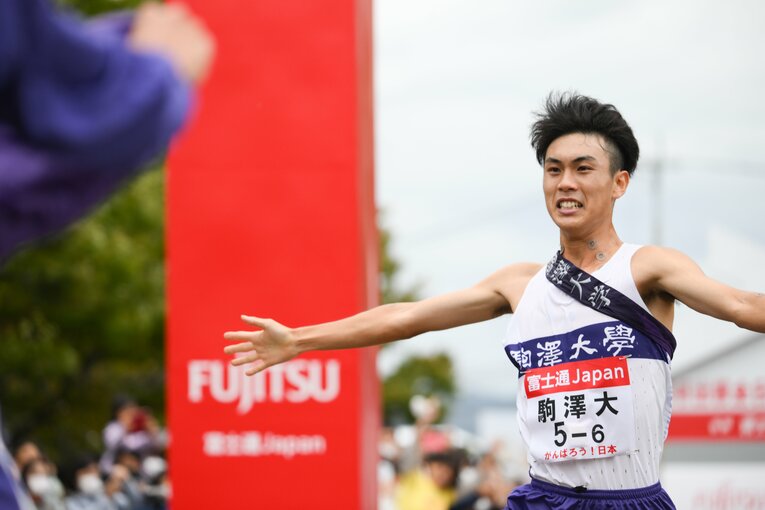 最終区間6区でゴールする鈴木　©Nanae Suzuki