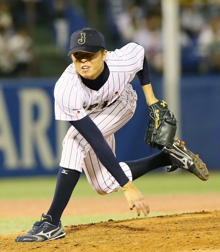 プロを相手に7連続三振を奪った大学3年時の田中　©JIJI PRESS
