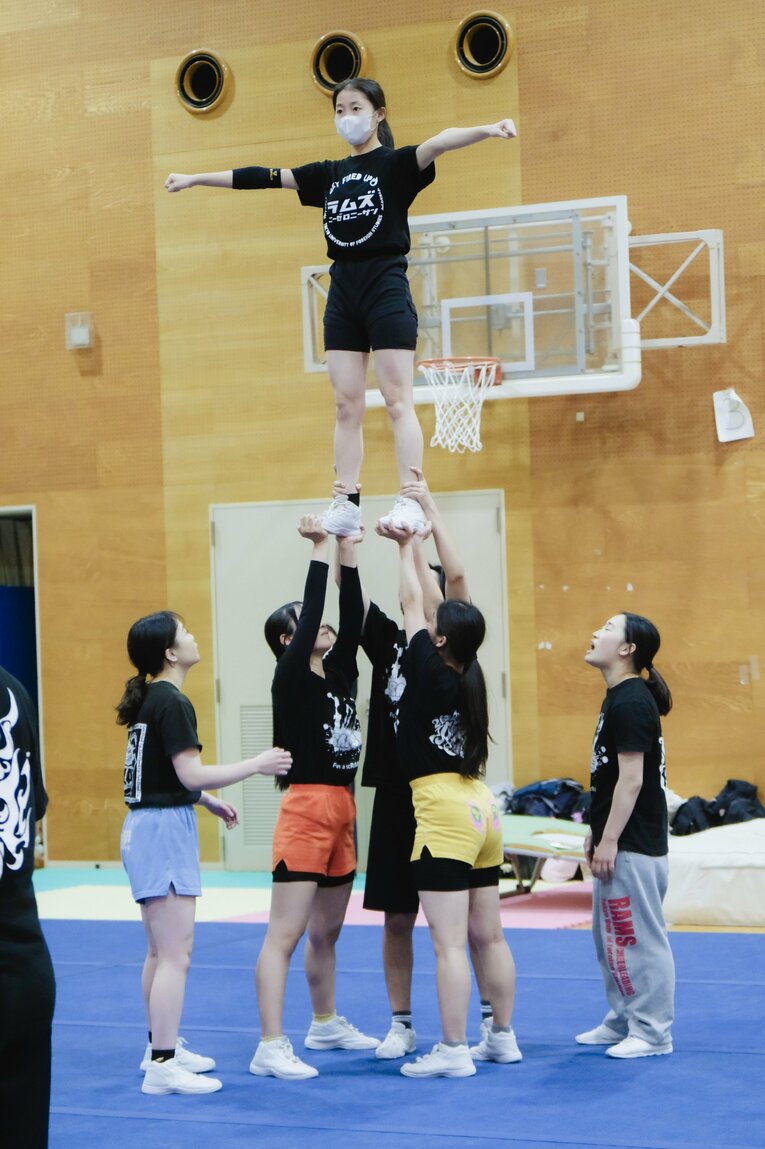 現在の東外大チアリーディング部の練習風景。部員は80人を超えるという　©Wataru Sato