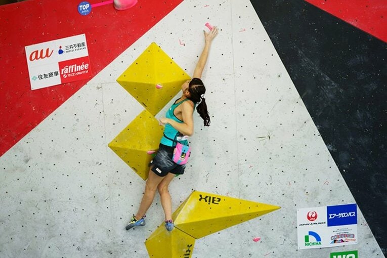 ボルダリングの予選では本来の輝きをみせた伊藤ふたば。