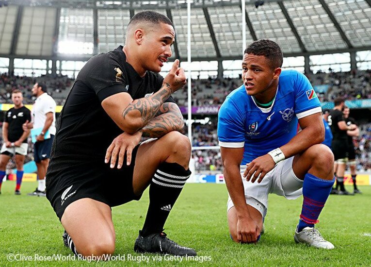 アーロン・スミス＆ダミアン・スティーブンス ／ photograph by Clive Rose/World Rugby/World Rugby via Getty Images