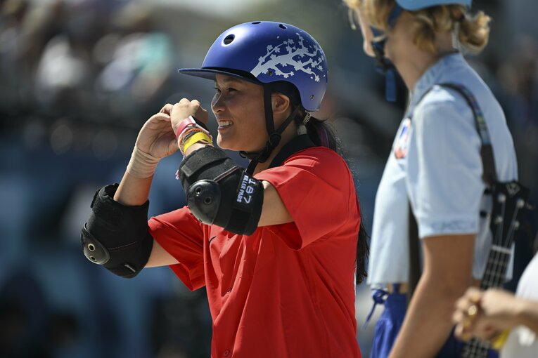 最後は笑顔で演技を終えた四十住　©Asami Enomoto/JMPA