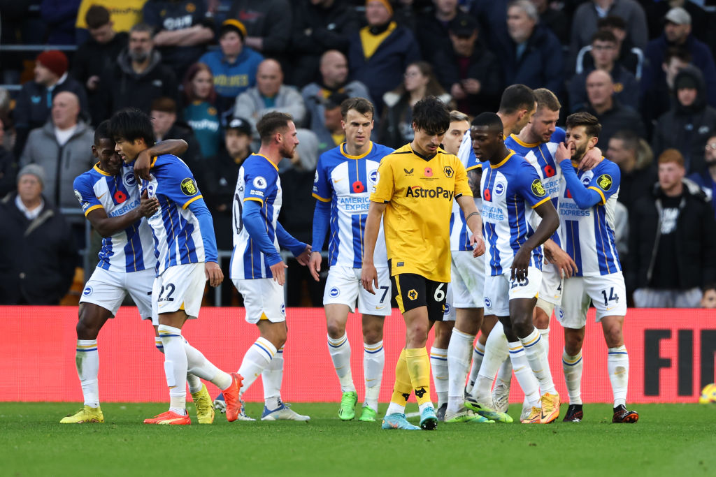 ウォルバーハンプトン戦での三笘らブライトンの面々　©Getty Images