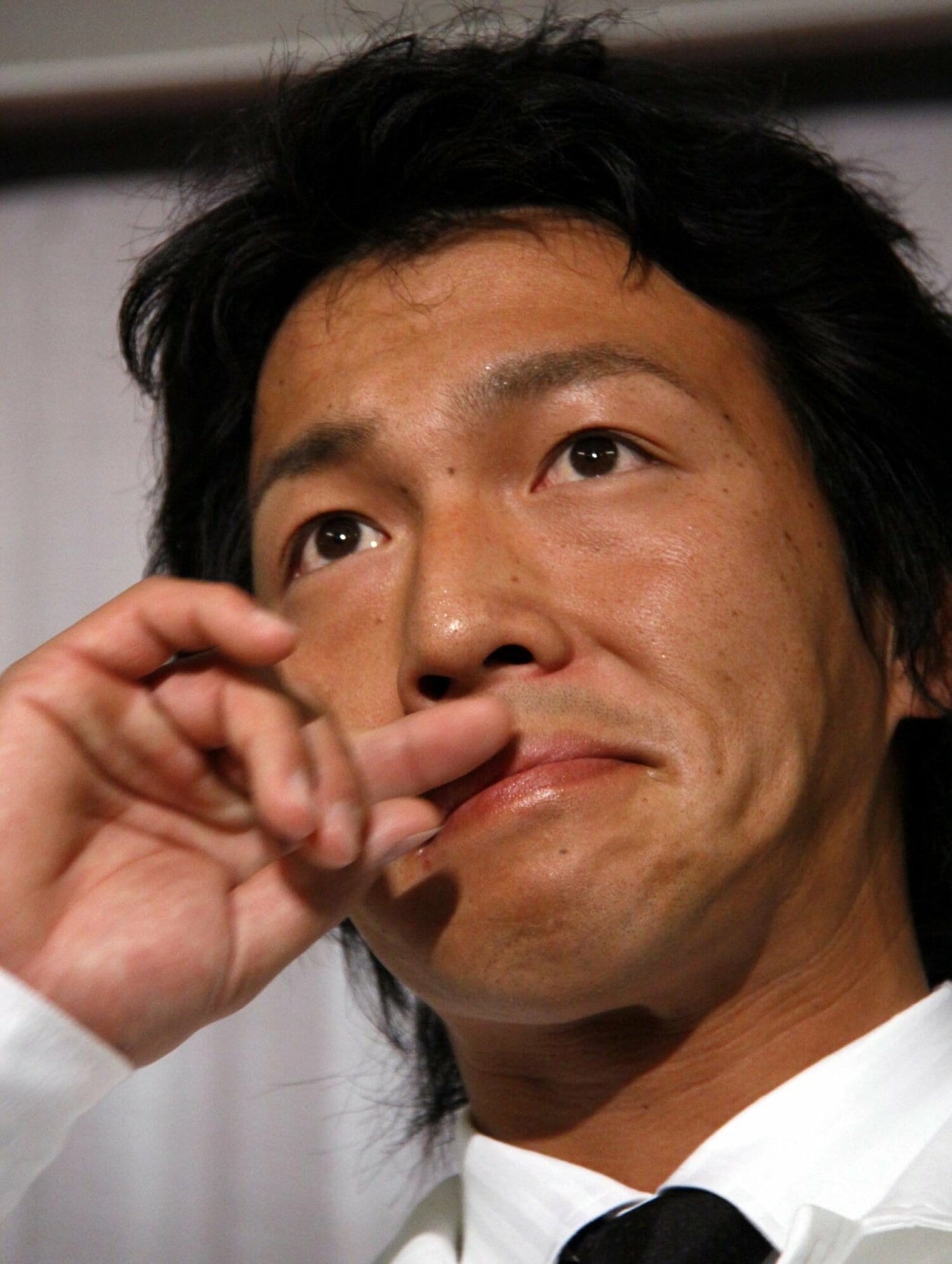 2008年12月、ロッテ入団を正式に拒否。ホンダに残留することを発表した長野　©Sankei Shimbun