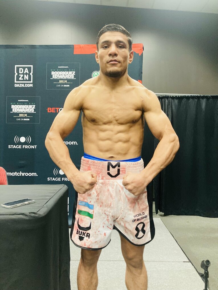 ムロジョン・アフマダリエフ（2023年12月、ケビン・ゴンザレス戦）　©︎Daisuke Sugiura