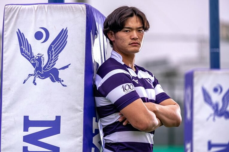 明治大ラグビー部の主将を務める廣瀬雄也（4年）。すでに開幕している春季大会は2試合連続で欠場となったが、頼もしい男が日本一へ向けてチームを牽引する ／ photograph by Takuya Sugiyama