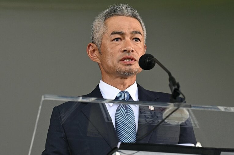 メジャー殿堂入りを受けて英語でスピーチしたイチロー ／ photograph by Naoya Sanukiki