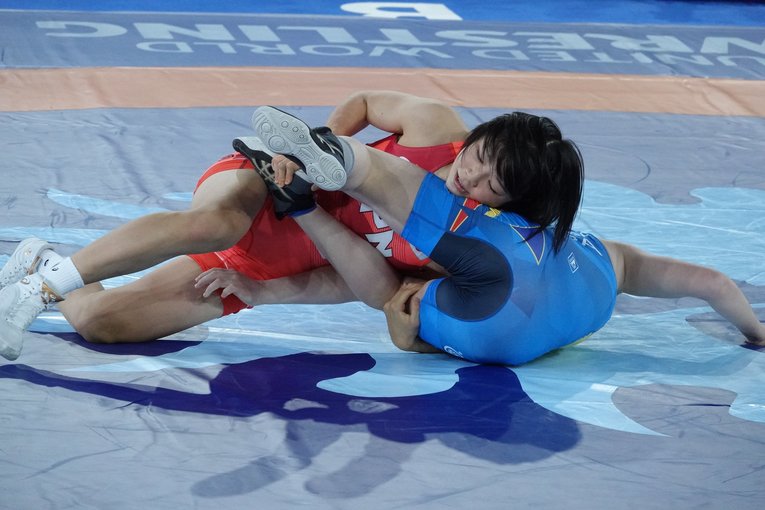 アンクルホールドを試みながら対戦相手を裏返す藤波