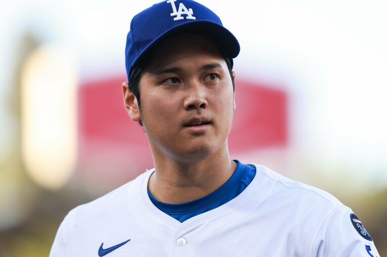 投手復帰となった6月16日のパドレス戦、気合の入った表情の大谷翔平 ／ photograph by Getty Imgaes