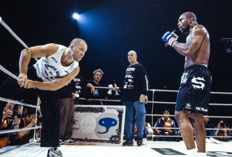 2003年3月の『PRIDE.25』。シウバとジャクソンの因縁が始まった瞬間　©Susumu Nagao