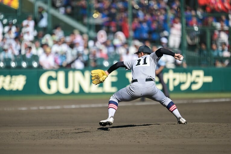 非坊主でめちゃくちゃ強い…慶応の現地カット　©Nanae Suzuki