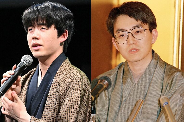 藤井聡太21歳と羽生善治25歳。「七冠」が刻む世間的な「将棋」へのイメージアップはやはり大きい ／ photograph by Keiji Ishikawa/JIJI PRESS