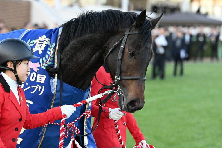 優勝レイをかけられたミュージアムマイル　©Keiji Ishikawa