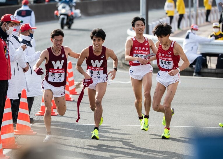 1月の箱根駅伝では8区を走った駅伝主将の千明（左）　©Nanae Suzuki