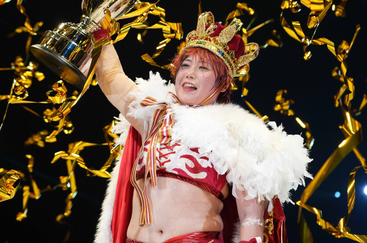 取材陣にこんな笑顔を…」リーグ戦優勝のスターダム・舞華、ハイ