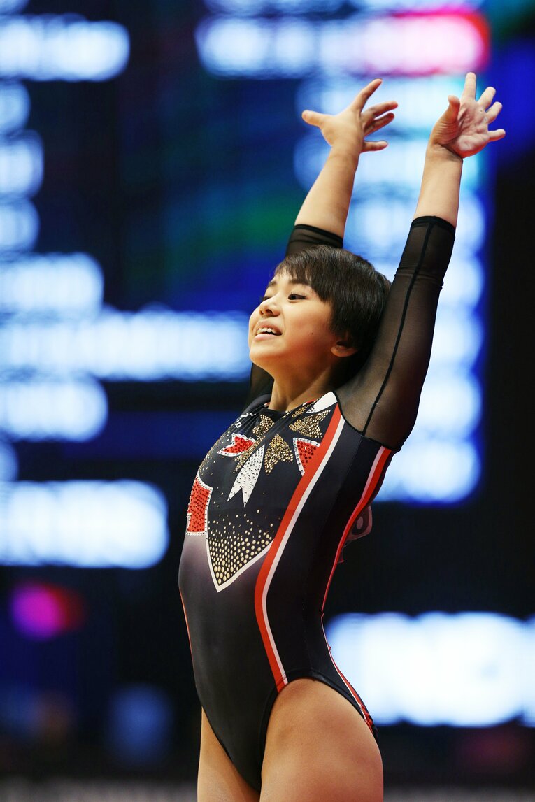 2015年世界体操ゆかでの演技　©JIJI PRESS