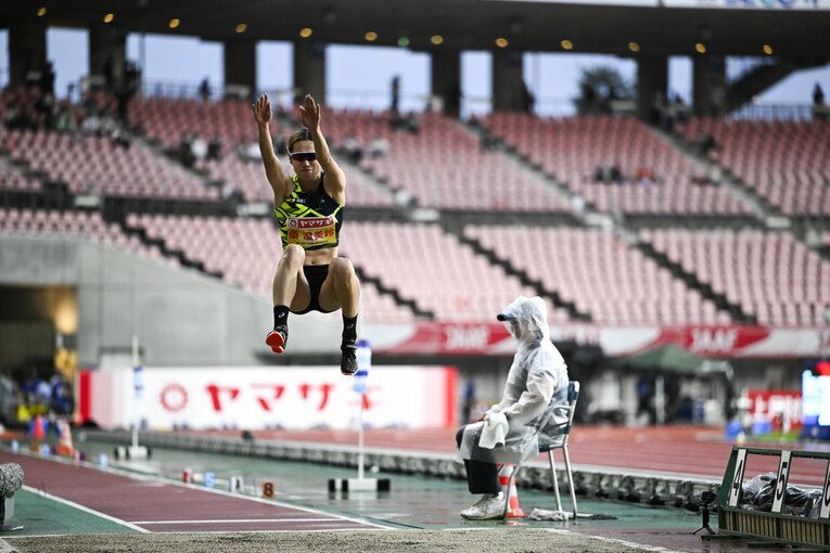 雨中でも安定した跳躍で危なげなく五輪を決めた。現在のワールドランキングは5位　©Asami Enomoto