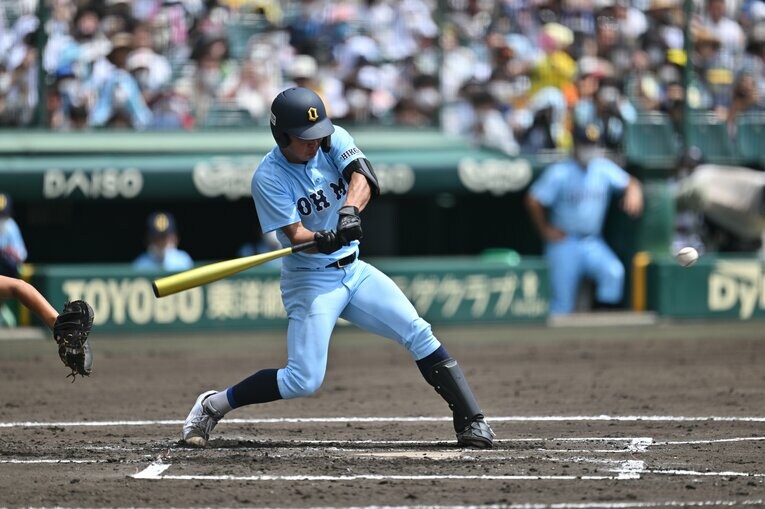 山田の打席。レフト前ヒットの1打席目　©Hideki Sugiyama