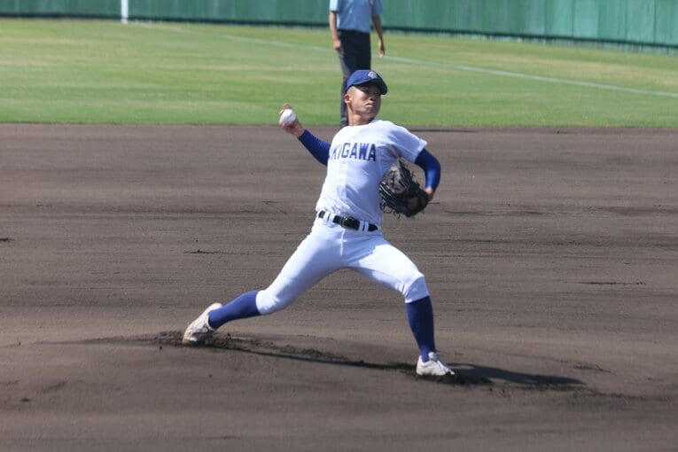 スカウトも「支配下指名濃厚」と…最速153キロ、滝川高校・新井瑛太の超豪快フォーム　©Fumi Sawai