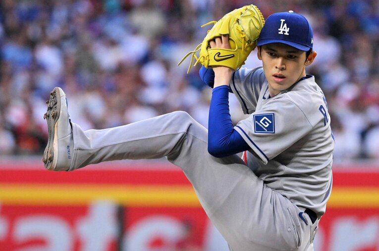 5月9日（日本時間10日）のダイヤモンドバックス戦での先発を最後に負傷者リスト入りが発表されたドジャースの佐々木朗希 ／ photograph by JIJI PRESS