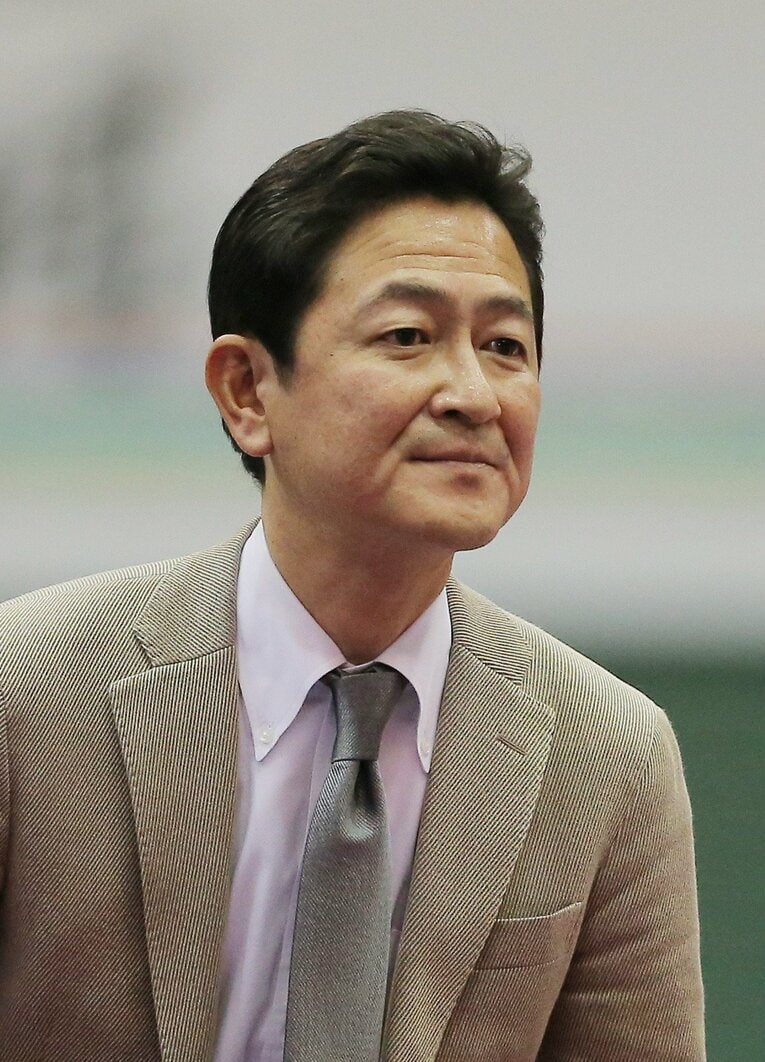 在りし日の河村アナウンサー　©︎JIJI PRESS