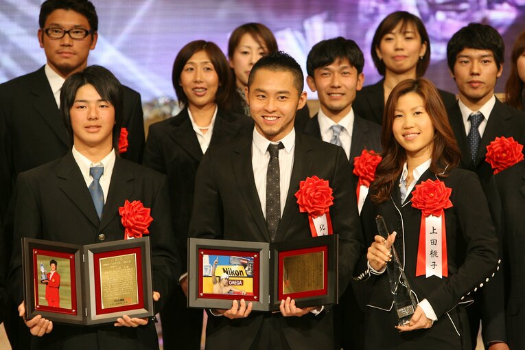 2007年、ビッグスポーツ賞の表彰式に出席する（左から）石川遼、北島康介、上田桃子　©︎YUTAKA/AFLO SPORT