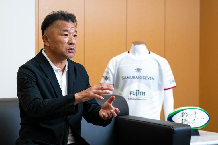 セブンズへの思いを熱く語る吉田氏　©Takuya Sugiyama
