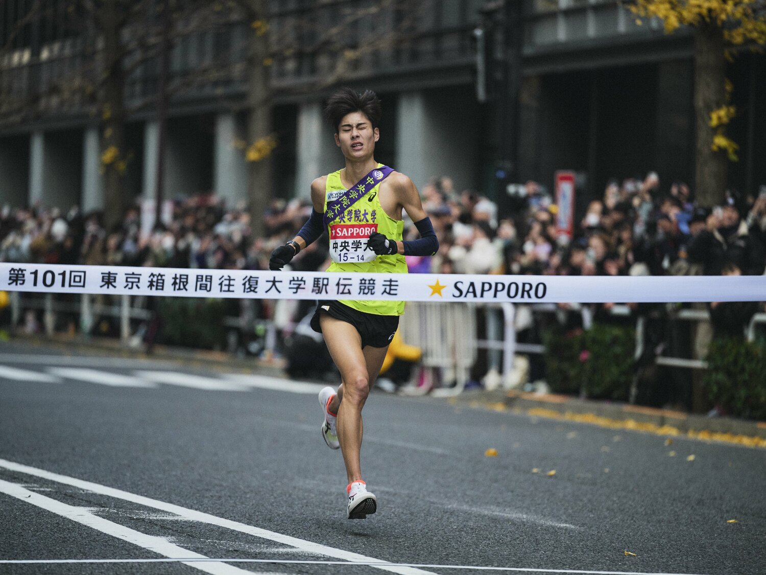 前回の箱根駅伝は総合14位でフィニッシュ。近田陽路の表情に笑顔はなかった ©Yuki Suenaga