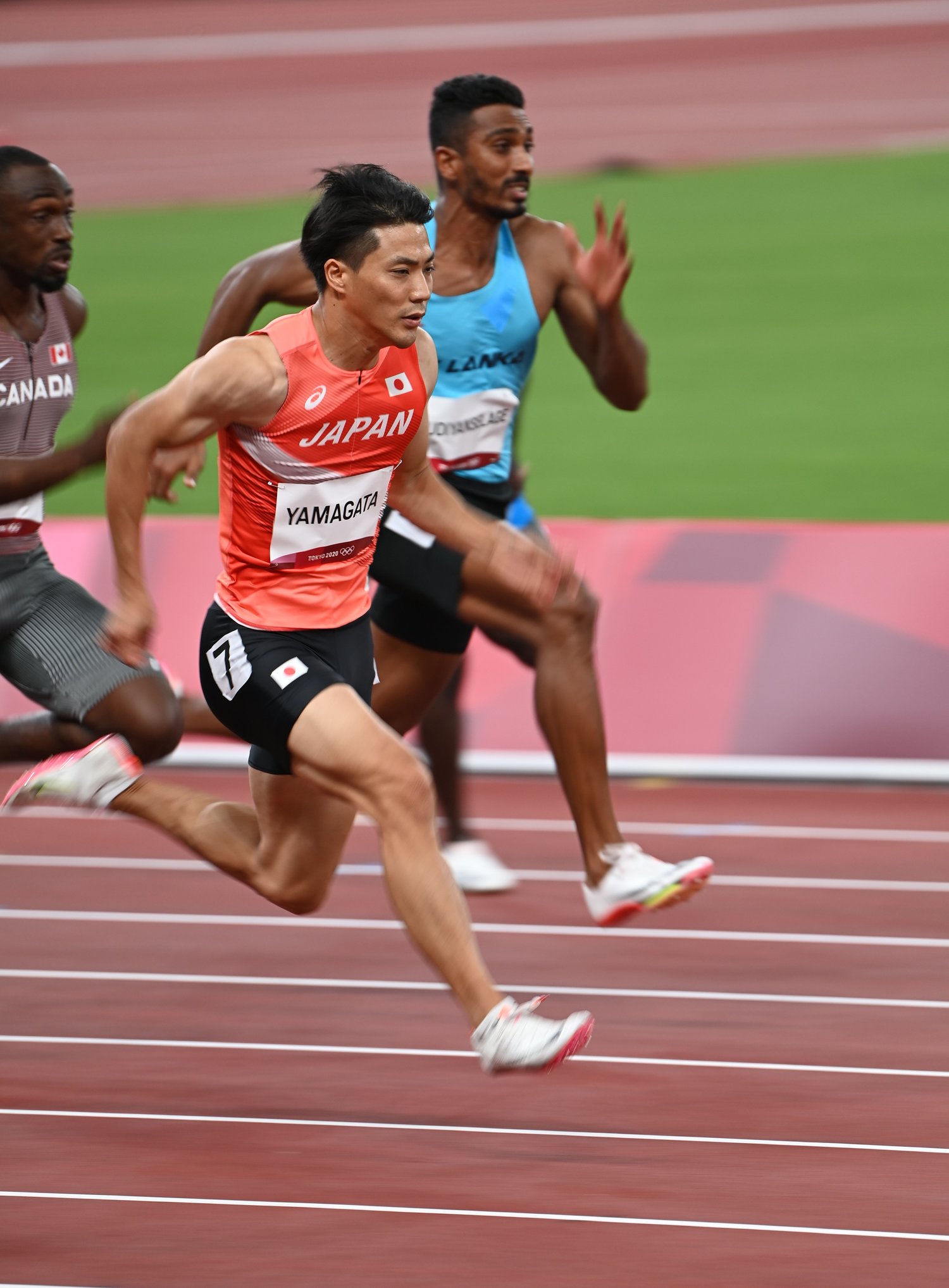 100m予選での山縣　©Naoya Sanuki／JMPA