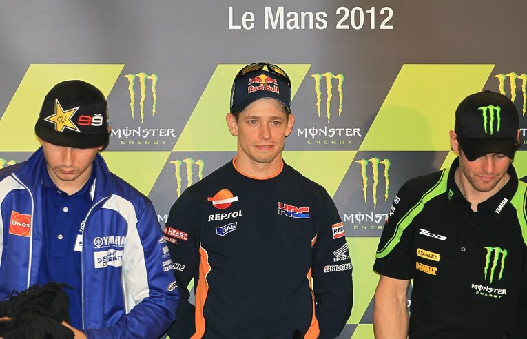 2012年フランスGPの会見で引退表明するケーシー・ストーナー　©Satoshi Endo