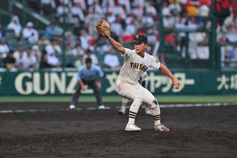 準々決勝では3番手で5回から登板した馬庭　©︎Hideki Sugiyama