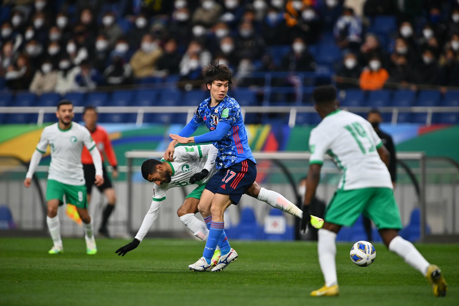 中国戦に続いて、田中（写真）や守田、遠藤ら、中盤の選手たちの働きを、トルシエは完封のポイントとしてあげた　©Takuya Kaneko/JMPA