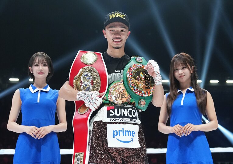 西田凌佑との激闘を制し、バンタム級2団体統一王者となった中谷潤人　©Naoki Fukuda