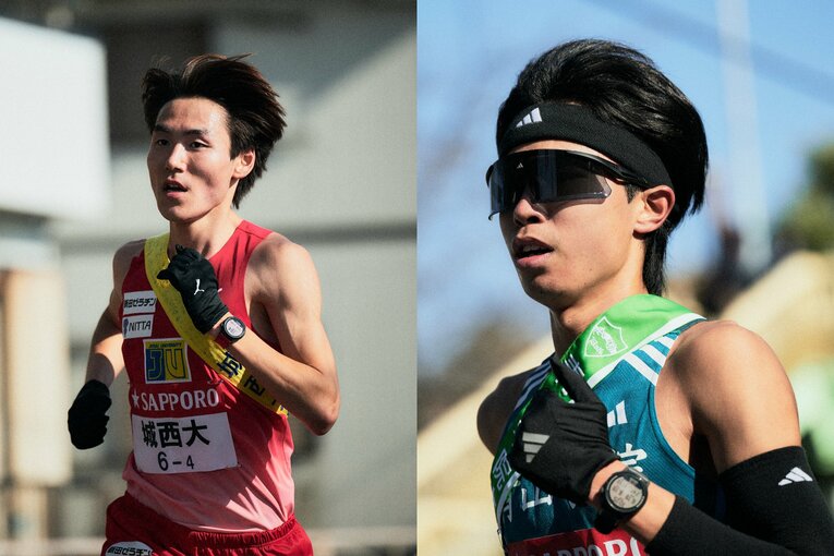 前回大会で9区区間賞の城西大・桜井（左）と青学大の3連覇に貢献した宇田川（右）という実力者を六枚目に　©Yuki Suenaga(2)