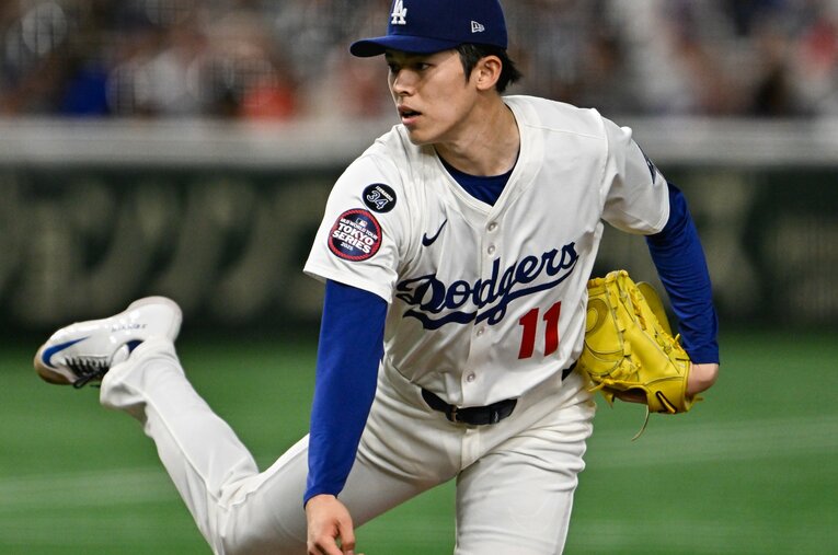 3回を投げて5四球と制球に苦しんだ佐々木朗希のメジャー初登板。解説者の目にはどう映っていたのか ／ photograph by Nanae Suzuki