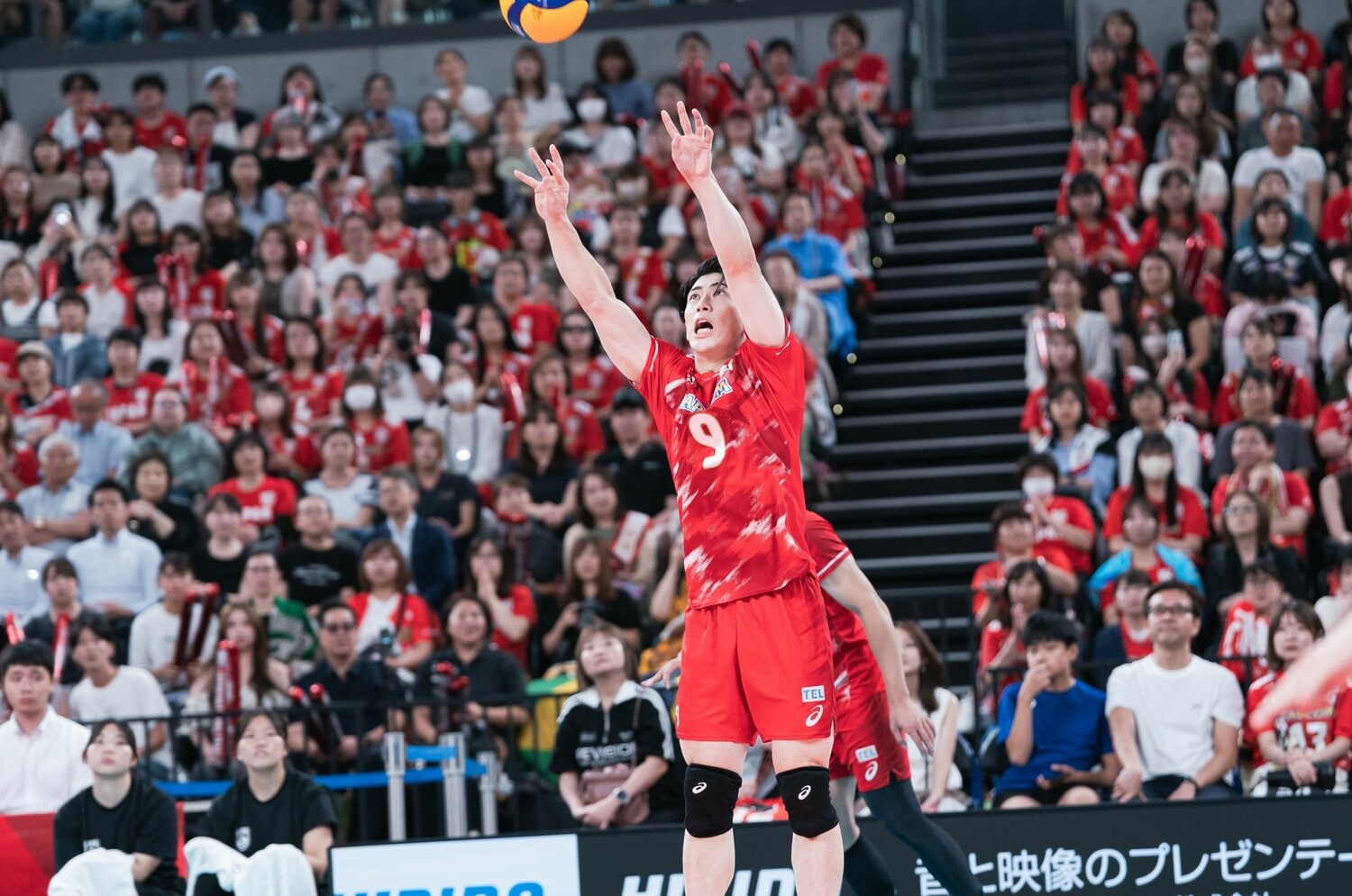 アジア選手権直前に行われた親善試合ブラジル戦でコートに立った河東祐大　©︎Itaru Chiba