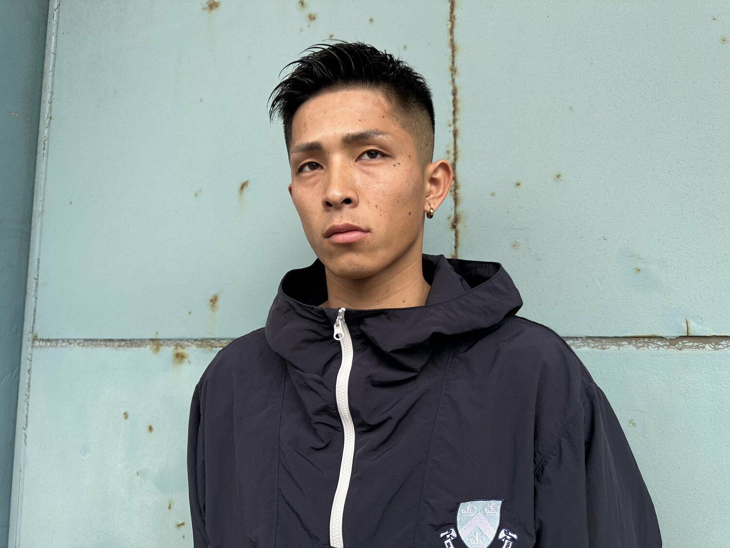 試合直後、インタビューに答える外枦保　©Norihiro Hashimoto