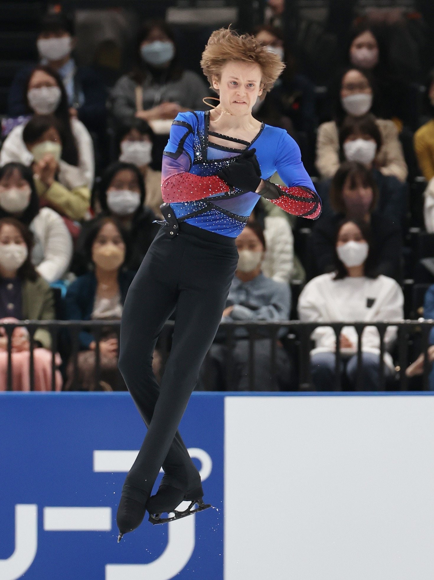 ジャパンオープンの演技冒頭で4回転アクセルを試みたマリニン　©︎JIJI PRESS