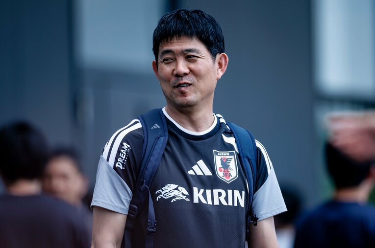森保一監督（57歳）。北中米W杯に向けた練習で ／ photograph by Kiichi Matsumoto