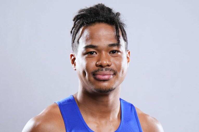 パリ五輪での金メダル獲得を目標に掲げるボクシング71kg級の岡澤セオン。「もっともっと、多くの人に見てほしい」とボクシング愛を語った ／ photograph by Naoki Fukuda