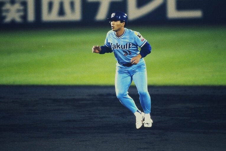 1995年、オリックスとの日本シリーズでの真中満　©Kazuaki Nishiyama