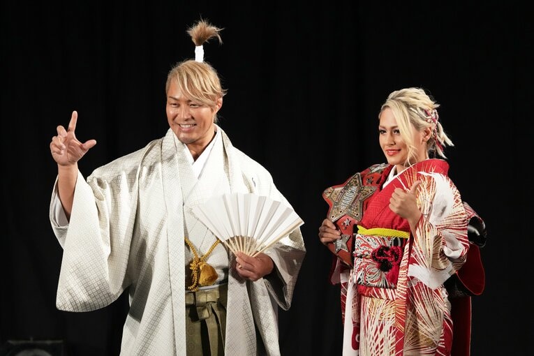 1月9日、棚橋弘至と「ブシロード新春大発表会 2023」に登場したジュリア