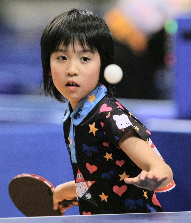 2009年、全日本卓球ジュニア女子で史上最年少勝利を挙げた日　©JIJI PRESS