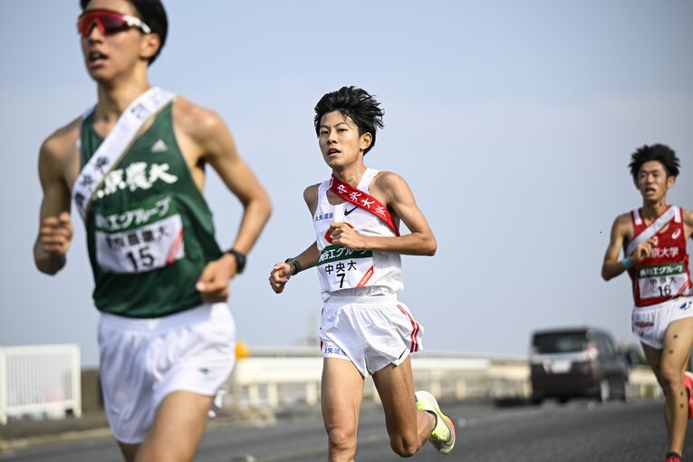 3区を走った中央大のエース吉居大和（4年）。区間11位だった　©Asami Enomoto