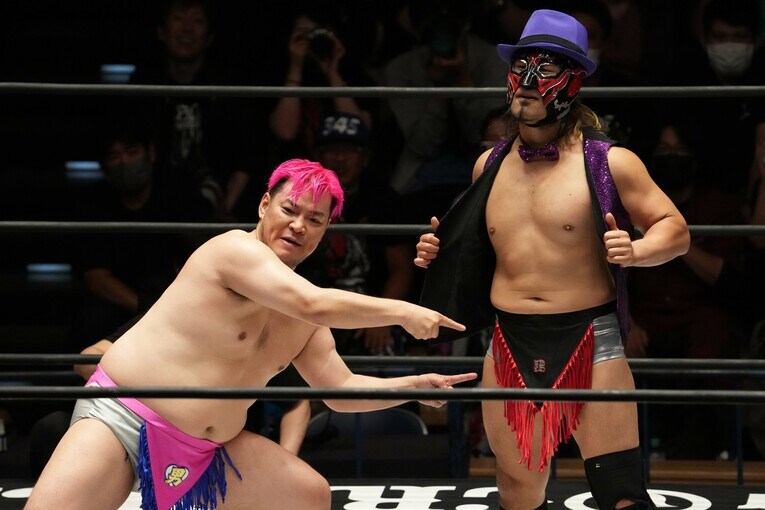 男色ディーノとタッグを組んだエル・デスペラード　©Masashi Hara