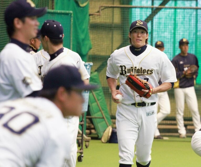 オリックスのキャンプに合流した糸井（2013年2月）©︎JIJI PRESS